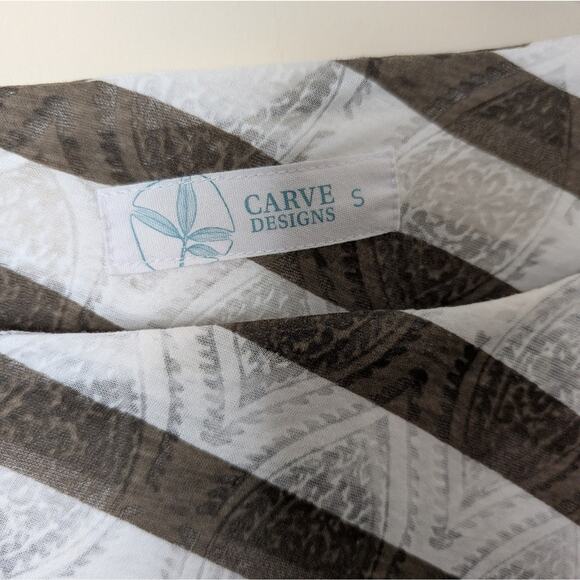 Carve Designs striped Brown and White Tunic Dress Cover Up Small - Picture 2 of 8